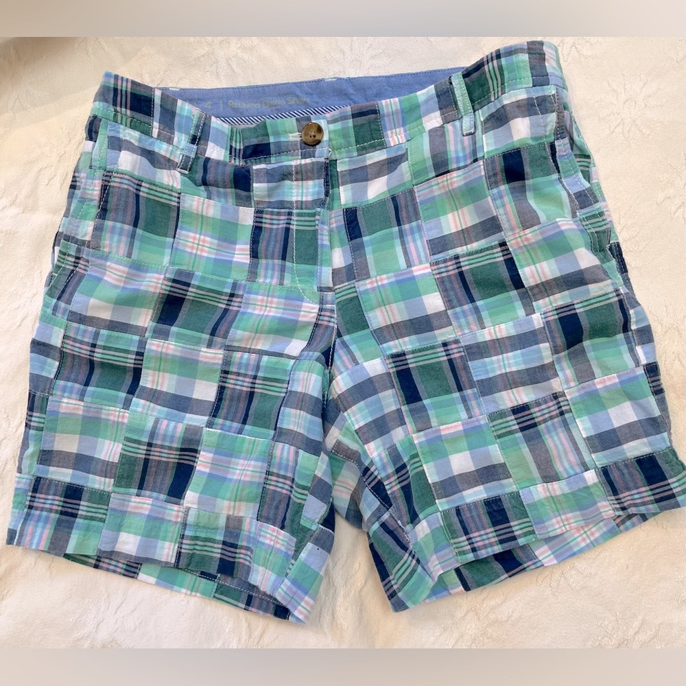 Talbots Madras Patchwork Relaxed Chino Shorts, Size 4